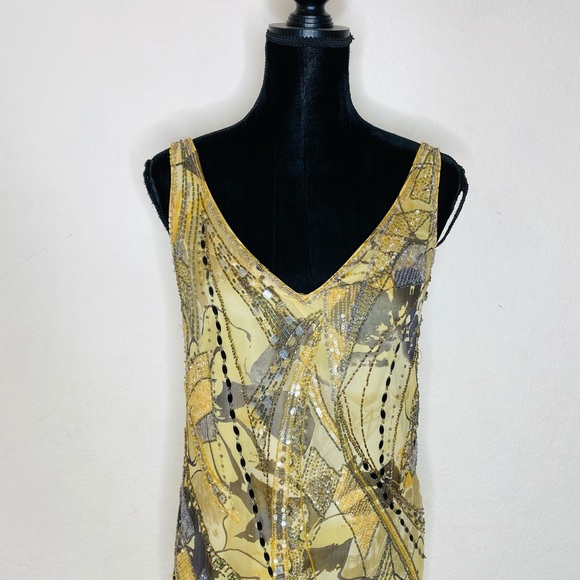 Terani Couture Beaded 100% Silk Dress Size 8 - Picture 2 of 7